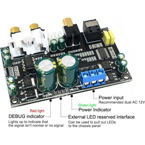 HiFi High Fidelity Coaxial Fiber DAC Decoding Board Cs8416cs4398 Chip 24Bit 192Khz Digital Interface