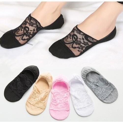 Hot Transparent Lace Socks Women Summer Hollow Out Boat Socks Slippers Female Soft Low Invisible Socks