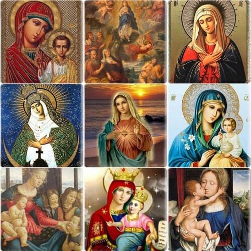 JOINBEAUTY Virgin Mary Baby Pattern Handmade Square Shape DIY Glass Cabochon Jewelry Making For Necklace Bracelet Charm VM112