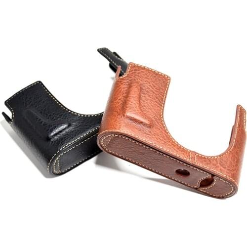 Camera Bag PU Leather Half Body Set Cover For Leica Q Q2 Black/Brown/Coffe With Battery Open