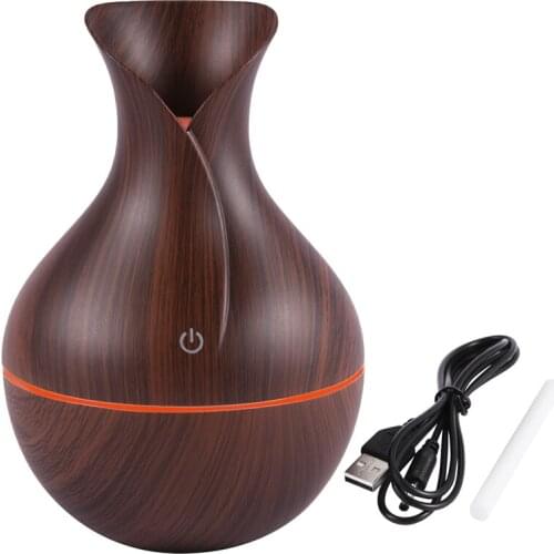 Hot TOD-Essential Humidifier Aroma Oil Diffuser Wood Grain Ultrasonic Wood Air Humidifier Usb Cool Mini Mist Maker Led Lights Fo