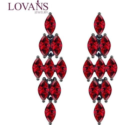 LOVANS Ethnic Women Drop Earrings Tassels Stud Red Crystal Earrings For Girls Wedding Engagement Earrings