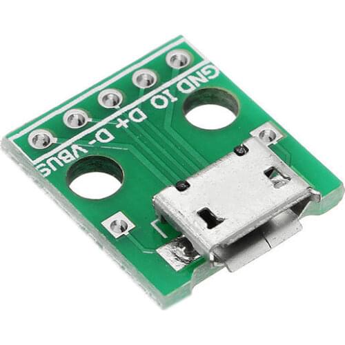 Micro USB To Dip Female Socket B Type Microphone 5P Patch To Dip 2.54mm Pin With Soldering Adapter Board