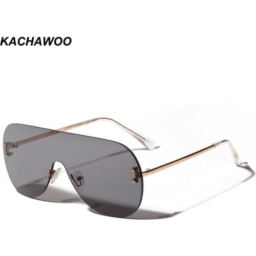 Kachawoo Fashion Red Sunglasses Women One Pieces Lens Metal Oversized Rimless Sun Glasses Men Christmas Gift Items Windproof