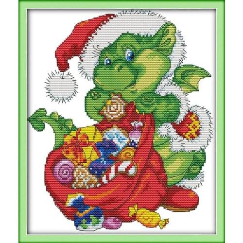 A snake in Christmas(2) cross stitch kit cartoon 14ct 11ct count print canvas stitching embroidery DIY handmade needlework