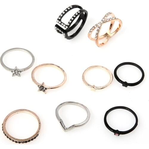 2020 Party Rings Set for Women Girls Accessories Gifts Fashion Star Geometry Gold Finger Jewelry New Dropshipping