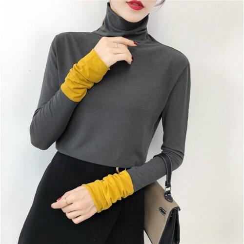 New Fashion Winter Warm Sweater Womens High Necked Collar Blouse Jacket Long Sleeves Korean Casual Bottoming Shirt Sweater