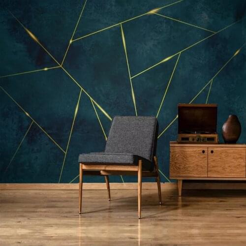 Custom 3D Creative Golden Geometric Lines Wall Mural Modern Minimalist Bedroom Living Room Sofa TV Background Photo Wallpaper
