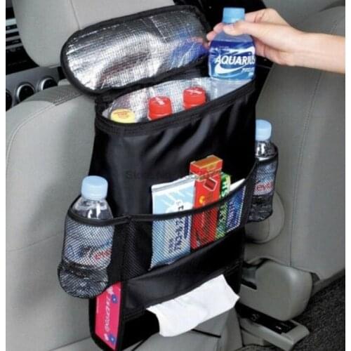 By DHL or Fedex 50pcs Car Seat Back Hanging Bag Organizer Multi-pocket Insulated Food Water Storage Mesh Bag Car Stowing Bags