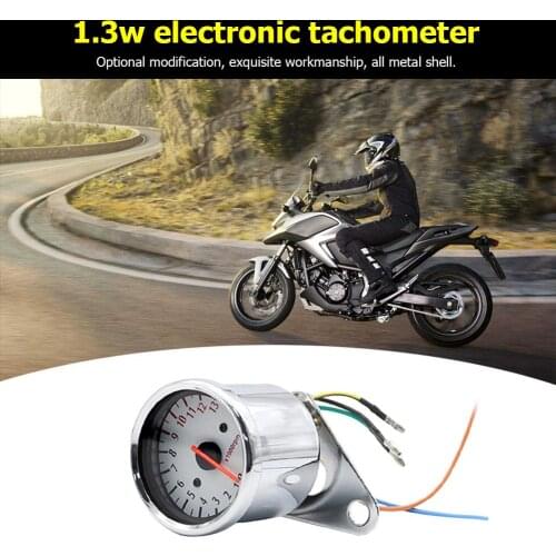 Durable Motorcycle Tachometer Wear-resistant Retro Motorcycle Tachometer 0-13000 Tach RPM Gauge Rev Counter Universal DC 12V