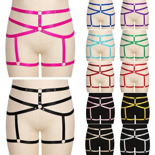 Plump Women Strappy Leg Garter Belt Waist Leg Suspender Caged Punk Gothic Plus Size Elastic Dance Cosplay Rave Body Harness