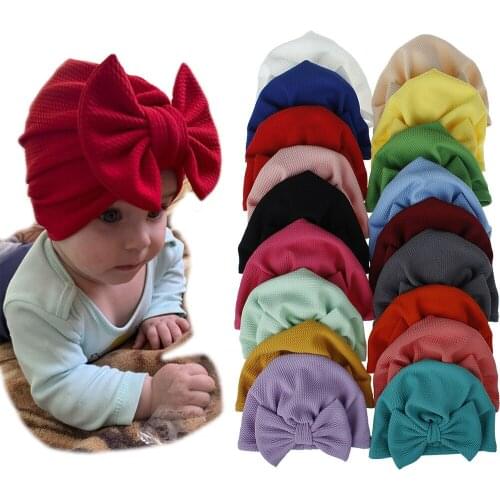2020 Baby Accessories For Newborn Toddler Kids Baby Girl Boy Turban Cotton Beanie Hat Winter Cap Knot Solid Soft Hospital Caps
