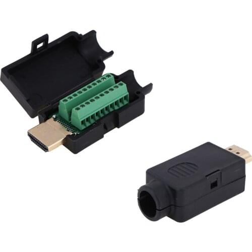 1PCS HDMI Male 19P Plug Breakout Terminals Solderless Connector With Cover Wholesale