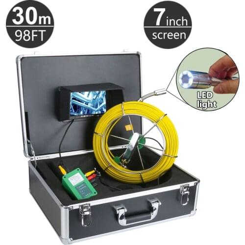 30M/100ft Pipe Pipeline Inspection System, 7 Inch Monitor 1000 TVL Camera, Drain sewer Industrial Endoscope Snake Video Camera