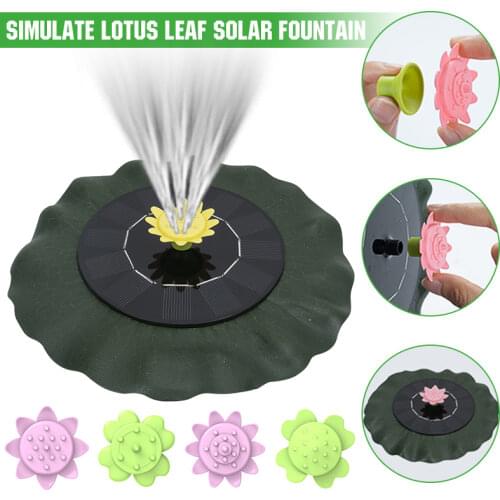 Simulate Lotus Leaf Solar Fountain For Bird Bath Pond Pool Fish Bowl Aquarium Garden Decor