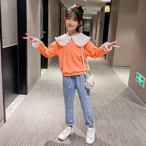 Autumn Girls Clothing Sets Children Long Sleeve Tops Jeans Set Girls Sports Suit Tracksuit Fashion Kids Clothes Set 4 6 8 10 12