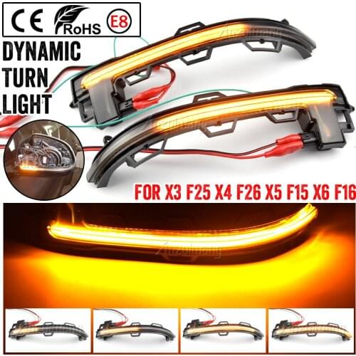 Smoked LED Side Rearview Mirror Indicator Blinker Light Sequential Dynamic Turn Signal FOR BMW X3 X4 X5 X6 F25 LCI F26 F15 F16