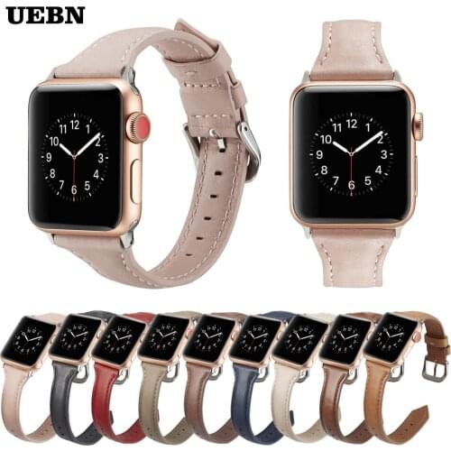 Thin Leather Strap for Apple Watch Series 6 40 44mm Smart Watch band for iWatch 6 5 4 3 2 1 SE 38mm 42mm Bracelet Watchbands