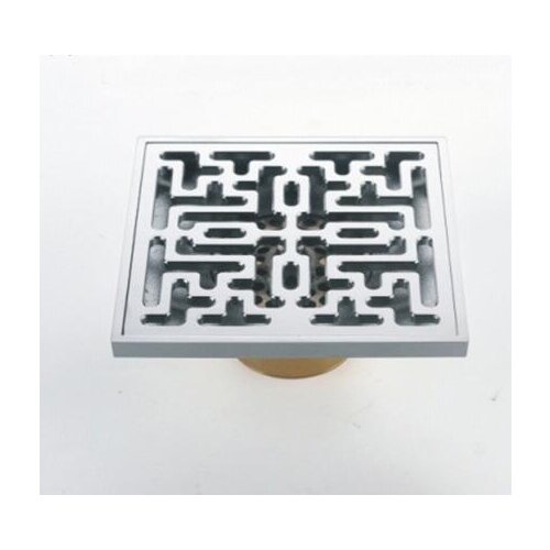 Shower Drains 10cm Square Brass Chrome Bathroom Floor Drain Balcony Deodorant Bath Drain Strainer Cover Waste Grate HJ-8