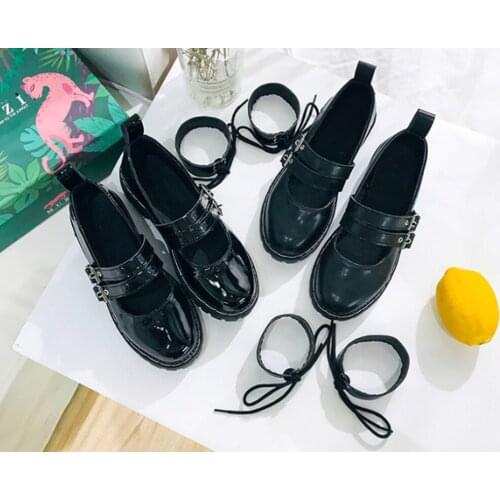 Japanese lolita small leather shoesthick-bottom Mary Jane single shoes female jk uniform shoes autumn kawaii shoes loli cos