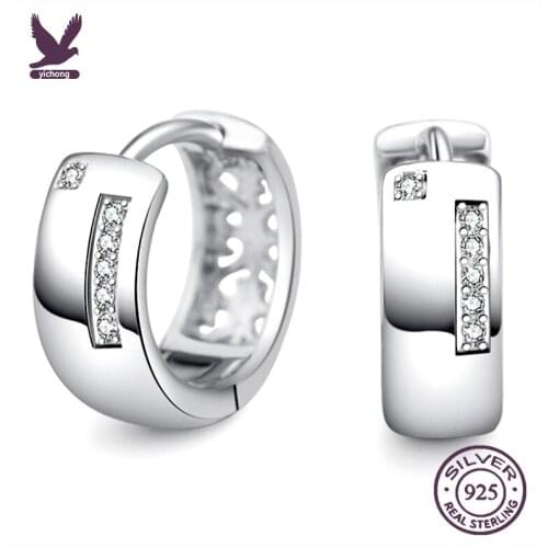 YiChong HOT SALES!!! New Arrival Womens Wedding Party Cubic Zirconia Silver Ear Hoop Huggie Earrings Wholesale Dropship