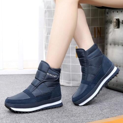 2021 winter boots women snow boots flat non-slip winter shoes women plush waterproof ankle boots big size 35-42