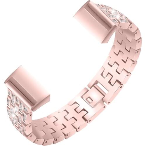 Lady Shining Rhinestone Strap For Fitbit Charge 3 Replacment Watchbands Fashion Stainless Steel Luxury Wristbands For Smartwatch