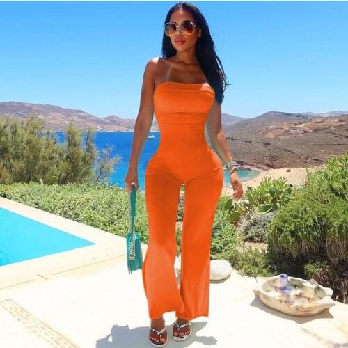 Sexy Off Shoulder Rompers Womens Jumpsuit 2021 Strapless Backless Party Club Vacation Outfits Elegant Bodycon Overalls for Women