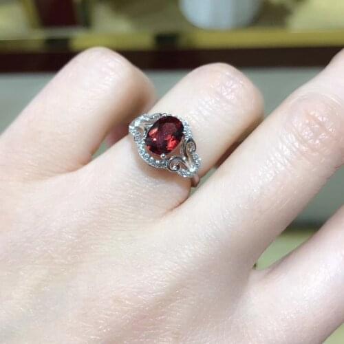Natural red garnet Elegant branches Encircling Ring S925 Silver Natural red gemstone Ring Women girl party gift Ring Jewelry