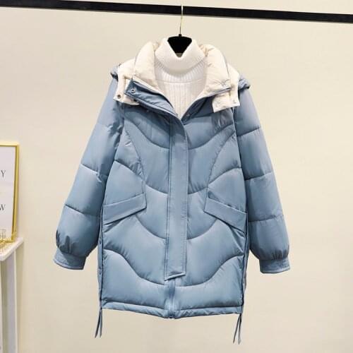 Snow Wear Long Winter Coat Women Spliced Hooded Warm Parkas Female Hooded Padded Winter Jackets Women Clothing Chaqueta mujer