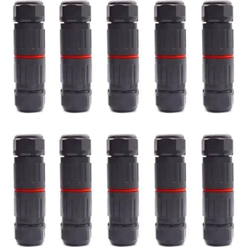 10Pcs IP68 Waterproof Terminal Block 3 PIN Electrical Wire Cable Connector Outdoor Plug Socket