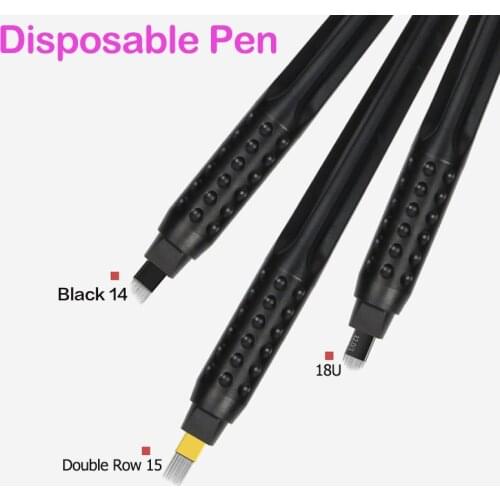 High Quality New 10pcs Disposable Microblading Pen With 18U/15M1/PCD14 Needles Eyebrow Blade Manual Microblade Needle