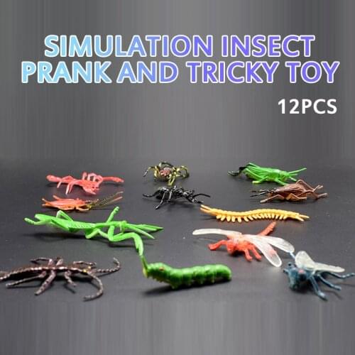 12pcs/1pcs Insect Animal Simulation Caterpillar Spider Centipede Mantis Reptile Novel Reallistic Prank Trick Trick Toy Pet Gifts