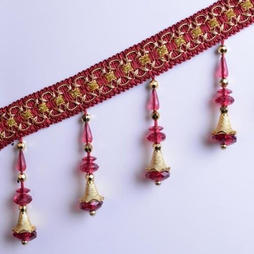 12 Yards/lot Crystal Beads Curtain Lace Trim Diy Sew Sofa Stage Tassel Fringe Lace Ribbon Belt Curtain Accessories Costura Borla