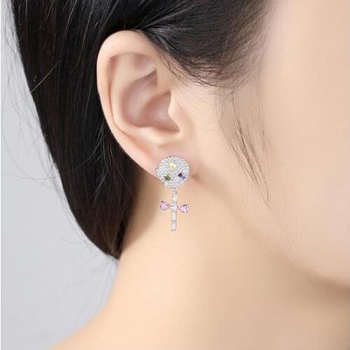 2018 cute girl jewelry micro pave cz candy pink bow tie delicate young girl cz candy earring