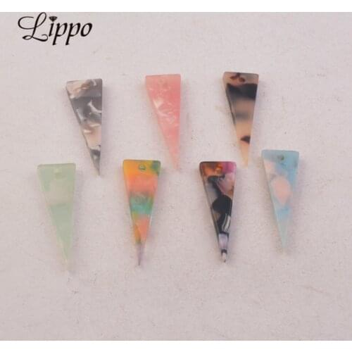 28pcs 7*20mm Acetate Slabs Ceometric Triangle Charms Colorfull Geometry Triangle Pendants Earrings For DIY Jewelry