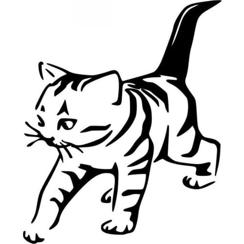 Car Stickers Cute Pet Kitten PVC Car Decoration Accessories Stickers Creative Waterproof Sunscreen Black/white,15cm*12cm