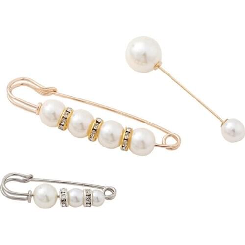 Faux Pearl Brooch Clothing Decoration Clips Sweater Shawl Clips Dresses Cardigan Collar Brooch Clip for Women Girls MPwe