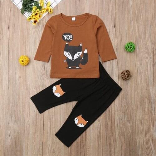 2019 Fox Printing Leisure Childrens Suit 2-piece Childrens Clothing baby boy clothes kids clothes