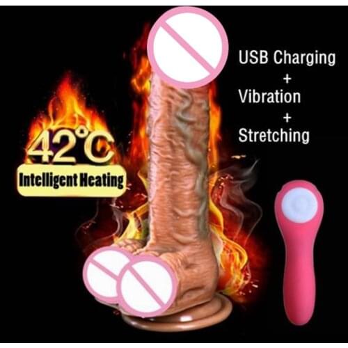 Soft Realistic Heating Automatic Real Big Dildo Vibrator Electric Vibrating Real Penis Suction Cup Dildo for Women Sex Toys