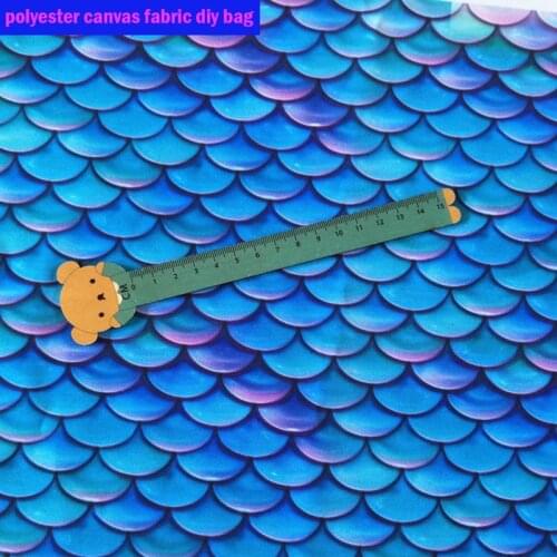 Beautiful 145cm Wide Digital Print Canvas Fabric Blue Fantasy Fish Scales Print Polyester Fabric Sewing Home Patchwork DIY Bag