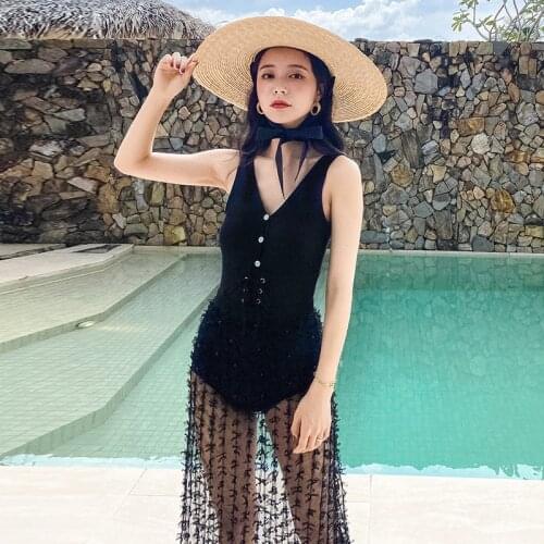 Swimsuit Womens Sport Women 2020 Swimwear Separate Bikini One Piece Solid Female Covering Korea New Sexy Fairy Lace Skirt