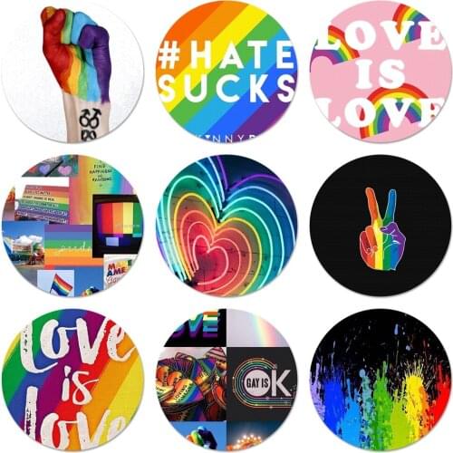 58mm Lesbian LGBT Rainbow Pride ART Icons Pins Badge Decoration Brooches Metal Badges For Backpack Decoration