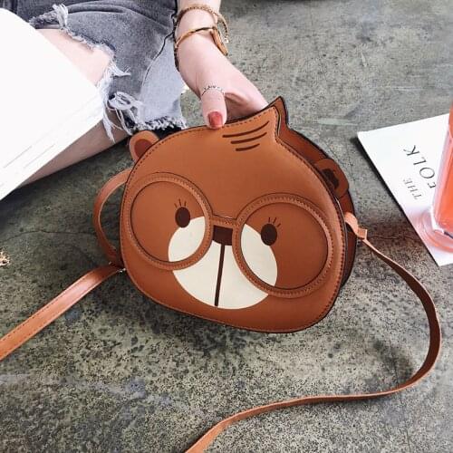 HISUELY 2021 Hot Children Cartoon Handbag Creative Cute Squirrels Small round Bag Girl Gift Crossbody Messenger Bag Female GirQ5