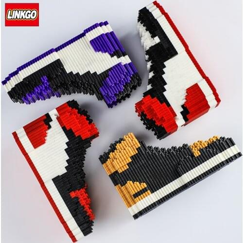 Linkgo Mini Building Block Basketball Shoes Model Legao AJ Sneakers Build-bricks Set DIY Assembly for Kids Gifts Blocks Toy