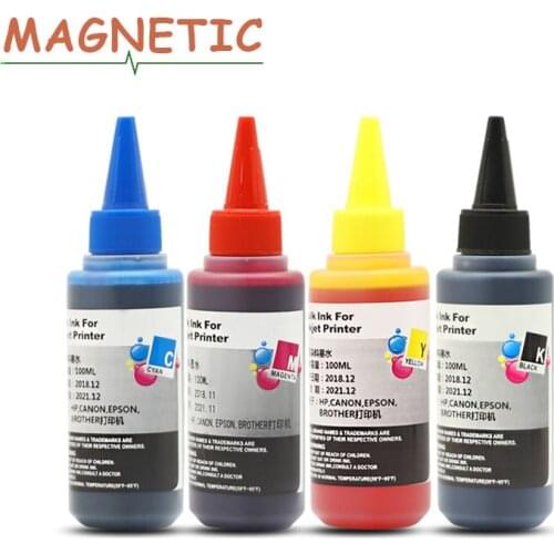 Magnetic universal 100ml dye ink for hp for canon for epson for brother Cartridge Printer 4 Colors Inkjet Printer Bulk Ink