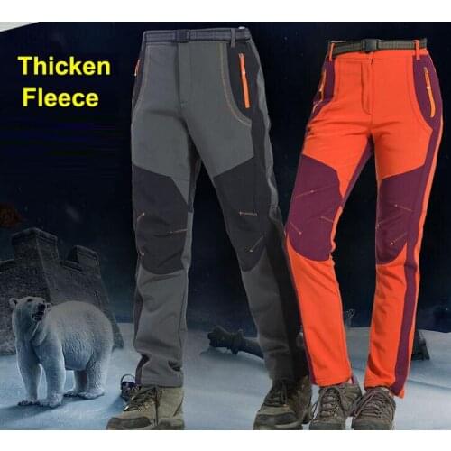 Mens Womens Warm Hunting Pants Hiking Fishing Camping Outdoor Climbing Soft shell Assault Pant Waterproof Thickening Trousers