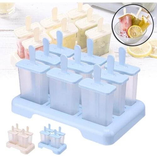 4/9 Cells Arrival Ice Cream Ice Popsicle Mold Set, Reusable Ice Cream Mold with Stick ans Lid Creative Kitchen Tool Dropshipping