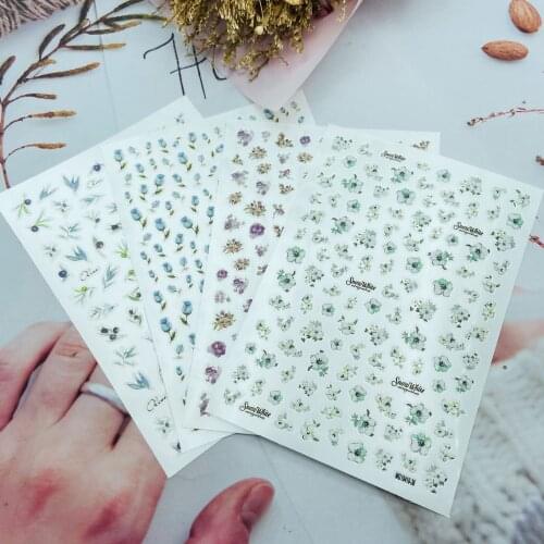Small Floral Pattern Nail Art Stickers Self-adhesive Transfer Decals 3D Slider DIY Tips Nail Art Decoration Manicure Package