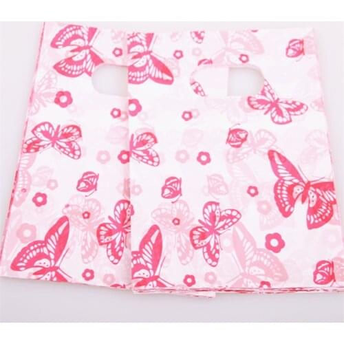 New Design Wholesale 100pcs/lot 15*20cm Fashion Red Wedding Present Gift Packaging Bags with Butterfly Favor Party Decoration